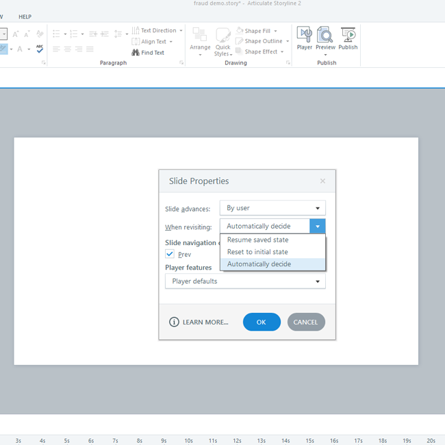 Slide resets when revisited? Articulate Storyline Discussions E